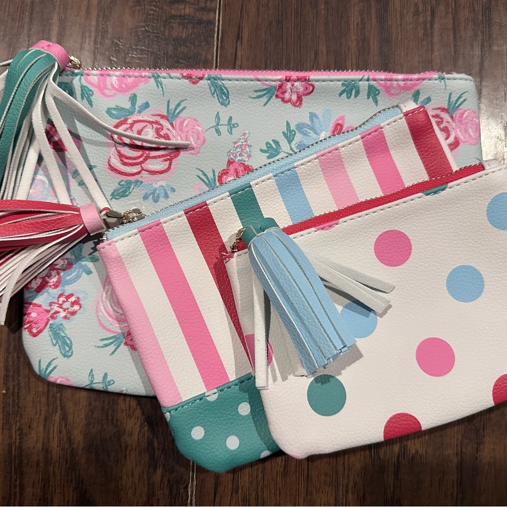 Matilda Jane Secret Santa Pouch Set (NWOT) - Pink, Blue & Green